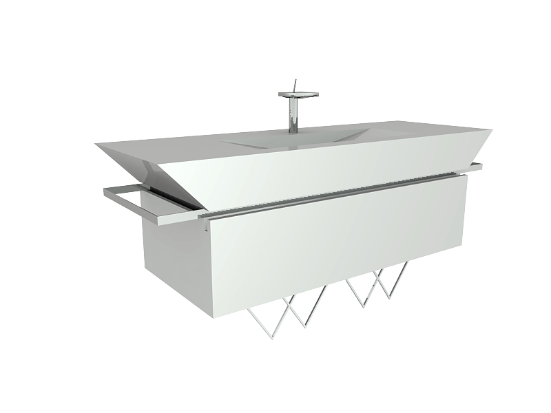 Proyecto de diseño industrial. Mueble lavabo. Detalle render 3d